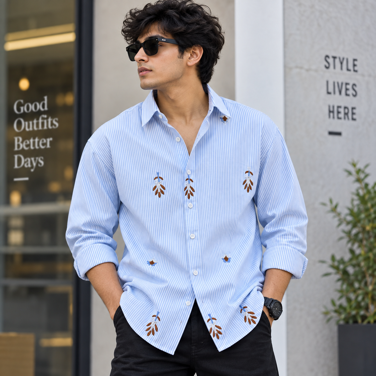 Men's Full sleeve Boxy fit type  Embroidery Shirts single pcs @350 and Buy 3 pc combo @999