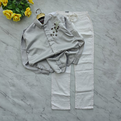 2 in 1 combo MFW embroidery party wear shirts + lenin relax fit pant combo buy @600 rs only