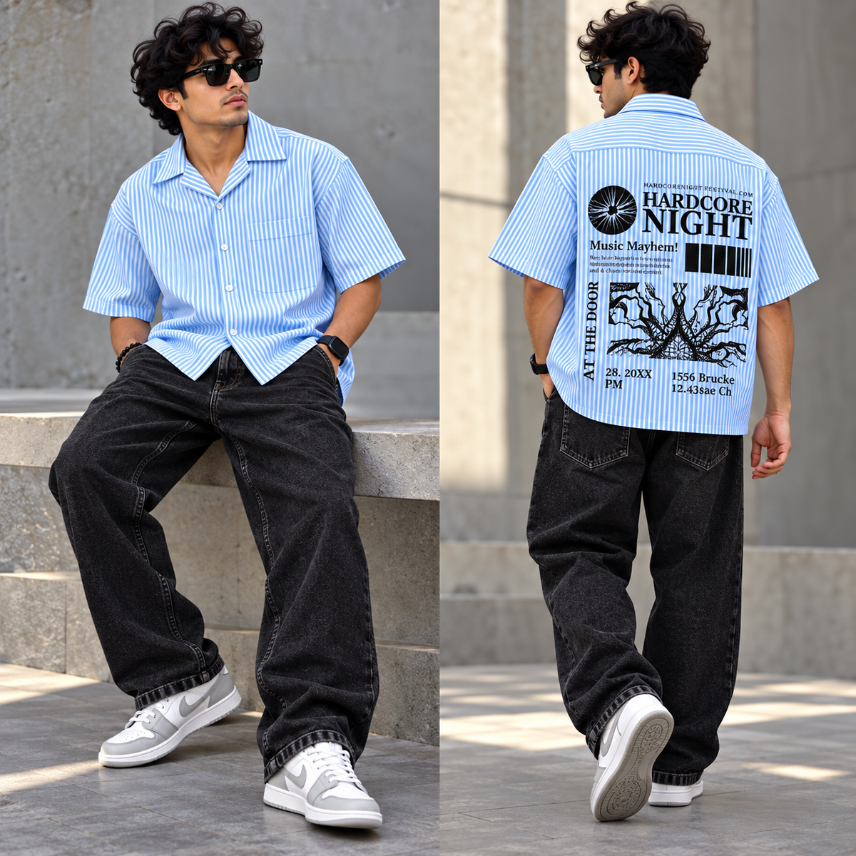 2 in 1 Combo Boxy baggy back printed shirts + Baggy jeans pant buy @600 rs