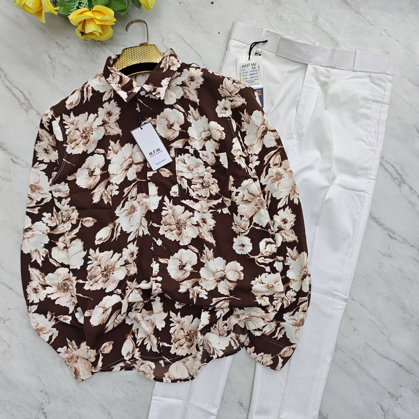 2 in 1 combo viscose printed shirts + lenin polo fit pants combo buy @600 rs only