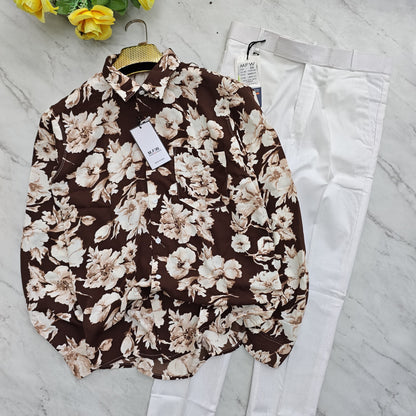 2 in 1 combo viscose printed shirts + lenin polo fit pants combo buy @600 rs only