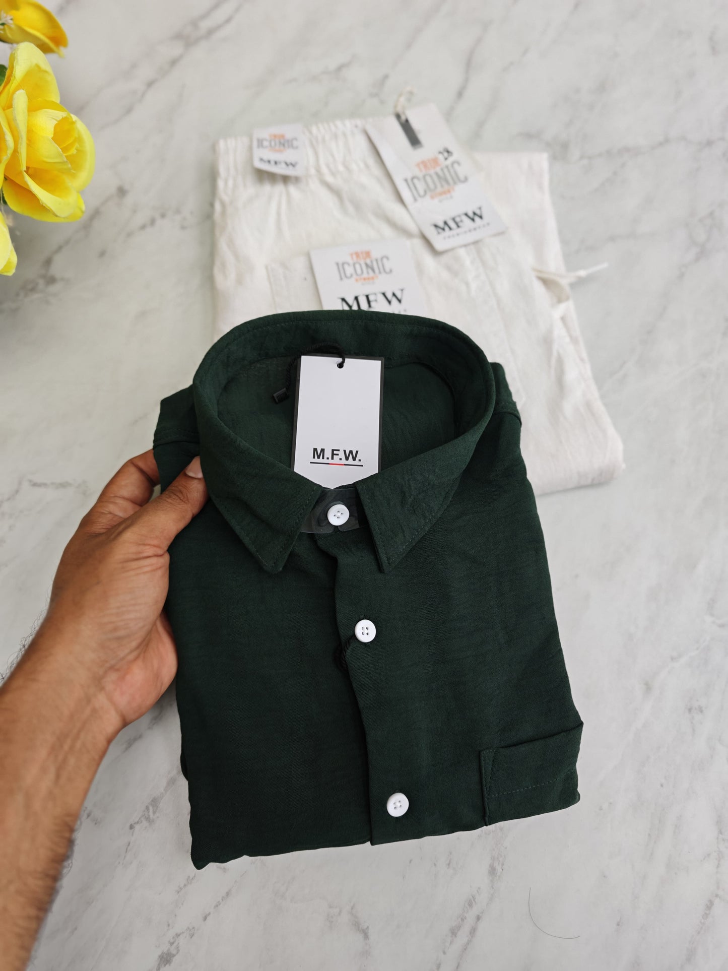 2 in 1 combo Crush plain Lenin shirts + lenin relax fit pants combo buy @600 rs only