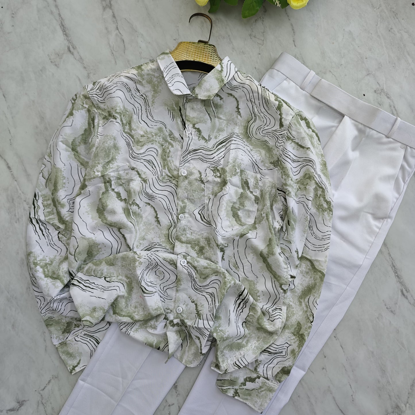 2 in 1 combo MFW viscose printed shirts + twill fabric polo fit pants combo buy @600 rs only