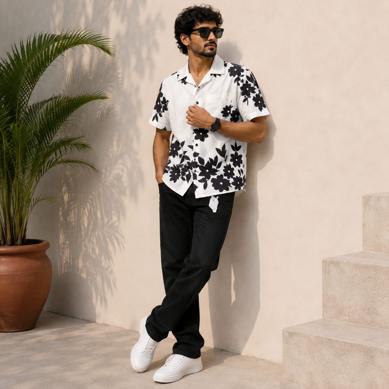 2-in-1 Combo | Cuban Collar Viscose Printed Shirt + Plain Mom Fit Jeans | ₹550 Online