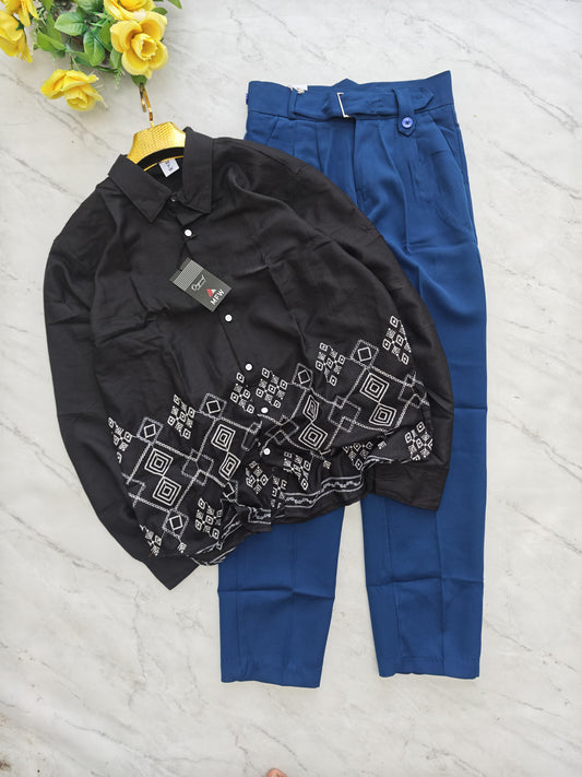 2 in 1 combo MFW Bottom Embroidery shirts + Gurkha polo fit pants buy @700 rs only