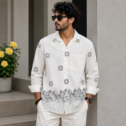 MFW Cuban Collar Border print shirts Single pcs @299 and Buy 4 pcs combo @999