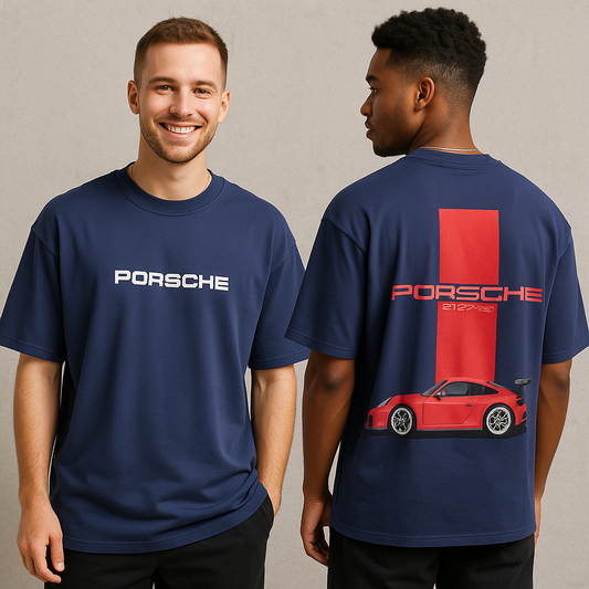 Porsche design Round neck Front and back Printed droup shoulder Tshirt 1 pc @199 and 3 pcs @ 499