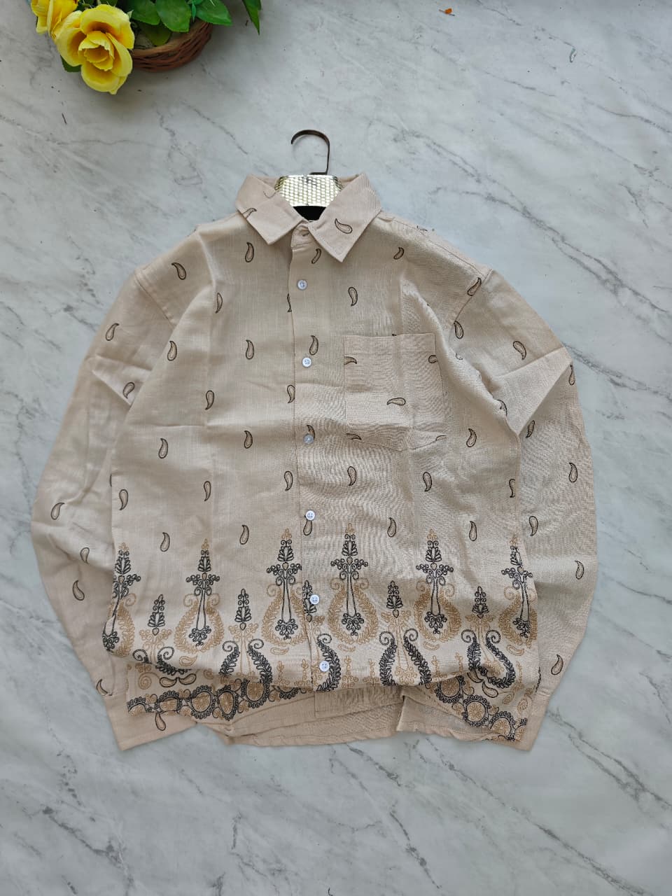 Men's Full sleeve Bottom Embroidery Shirts single pcs @350 and Buy 3 pc combo @999