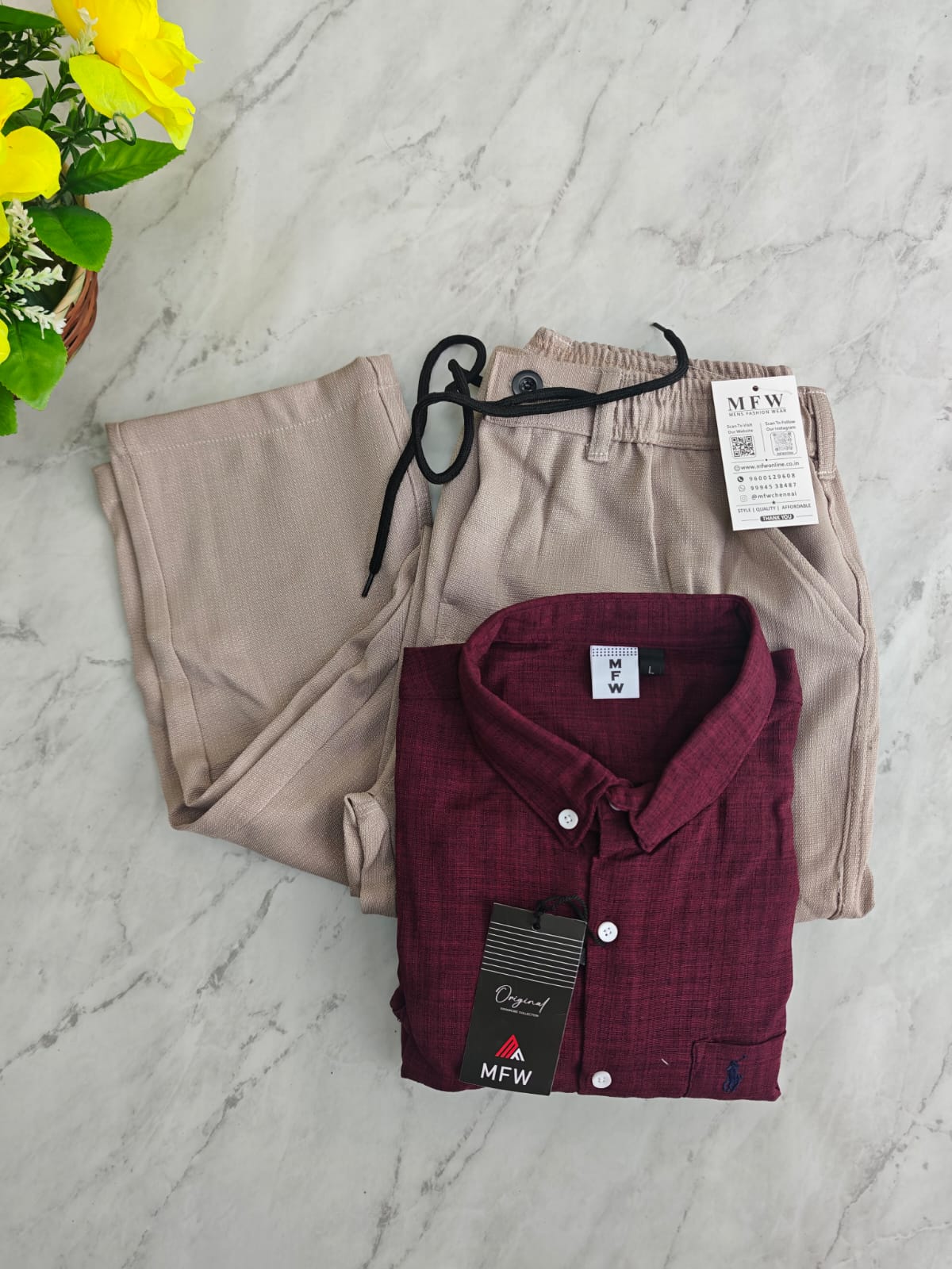 2 in 1 Combo MFW Lenin shirts + lenin relax fit pant buy @550 rs only