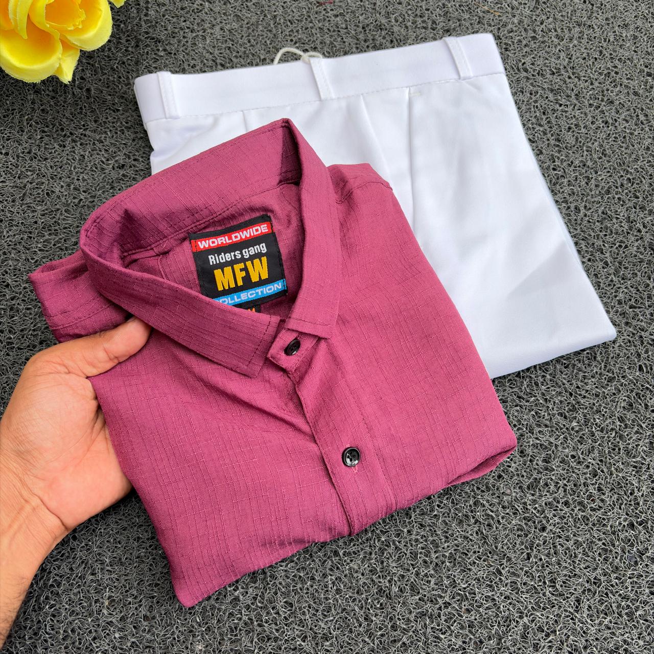 2  in 1 combo Plain Lenin Shirts + Shining Polo fit pants combo buy @600 only
