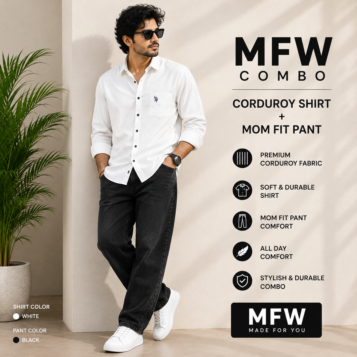 2 in 1 combo codroudy shirts + mom for pant buy @600 rs only[Black shade pant color ]