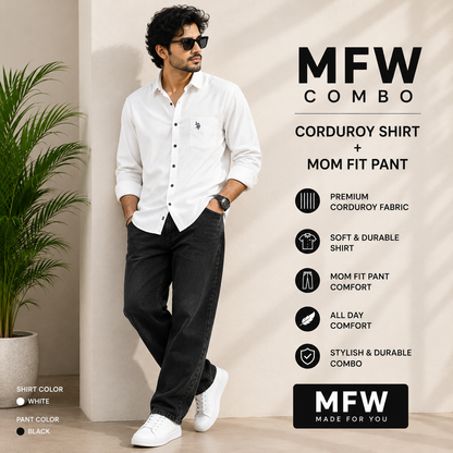 2 in 1 combo codroudy shirts + mom for pant buy @600 rs only[Black shade pant color ]