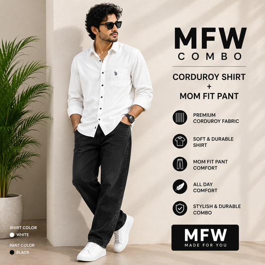 2 in 1 combo codroudy shirts + mom for pant buy @550 rs only[Black shade pant color ]