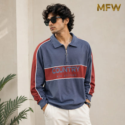 Men's korean Collar premium old money Zipper Full sleeve tshirts@249 (Fabric Reference – Please Read Description)