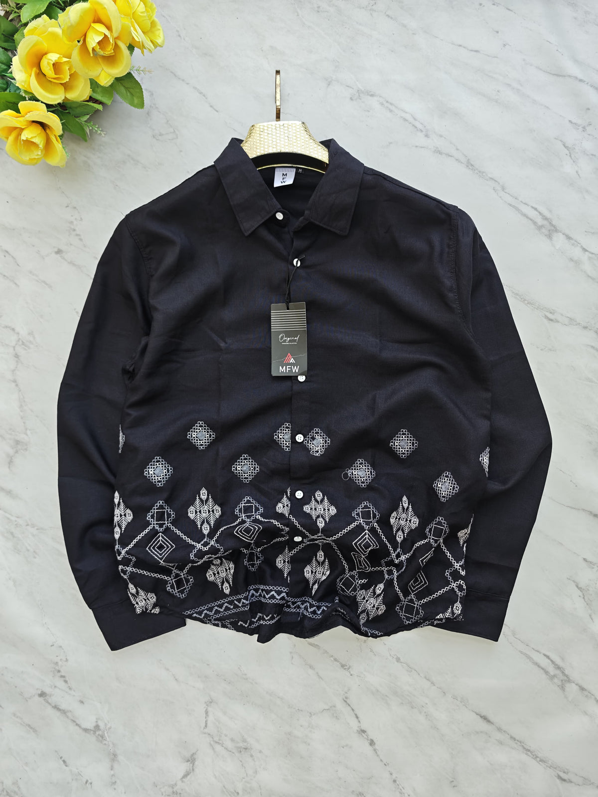 Men's Full sleeve Bottom Embroidery Shirts single pcs @350 and Buy 3 pc combo @999