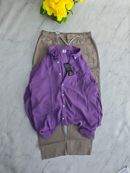 2 in 1 combo old money type crush lenin shirts + relax fit pant buy @600 rs only