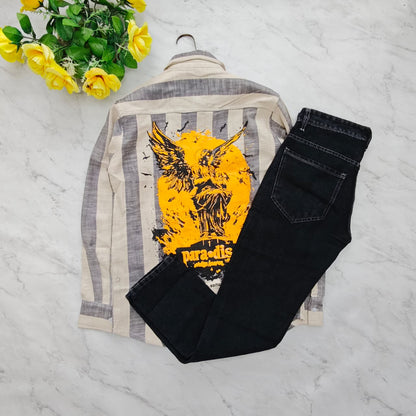2 in 1 combo MFW back printed shirts + plain mom fit jeans combo buy @550 rs only