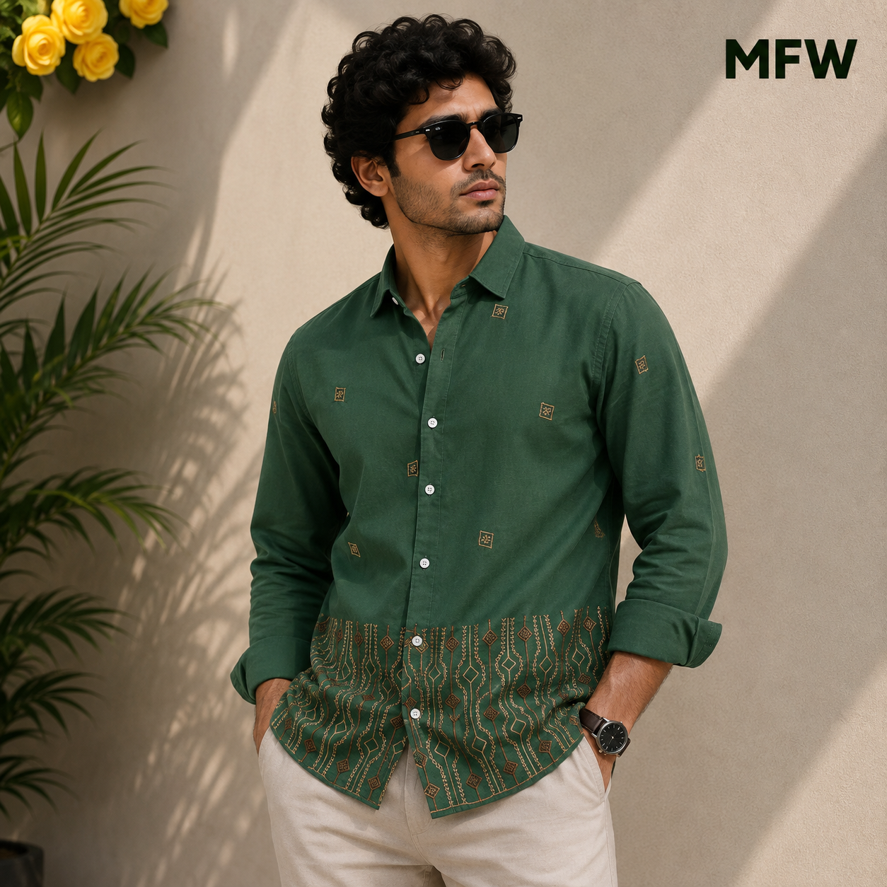 Men's Full sleeve Lachka fabric Bottom Embroidery Shirts single pcs @350 and Buy 3 pc combo @999