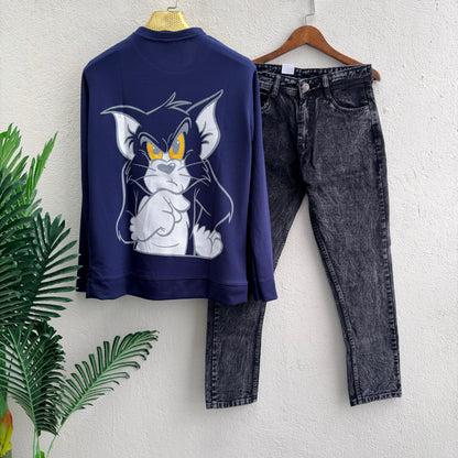 2 in 1 combo Full sleeve Printed tshirt + mom fit jeans combo @499 only