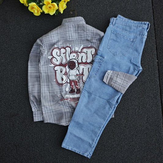 2 in 1 combo double pocket back Printed shirts + 6 pocket mom fit jeans combo buy @600 rs only
