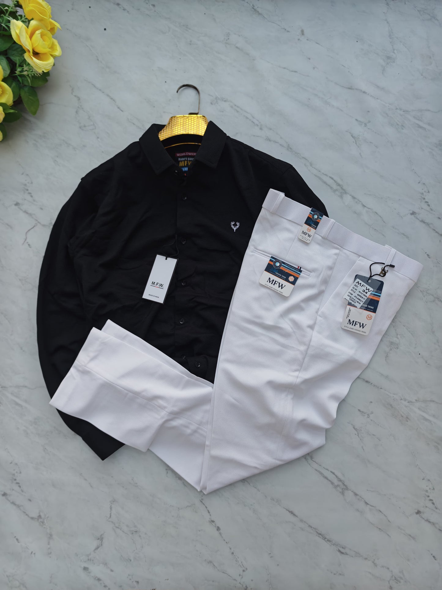 2 in 1 combo Micro waffle shirts + peanut fabric polo fit pants combo buy @550 rs only
