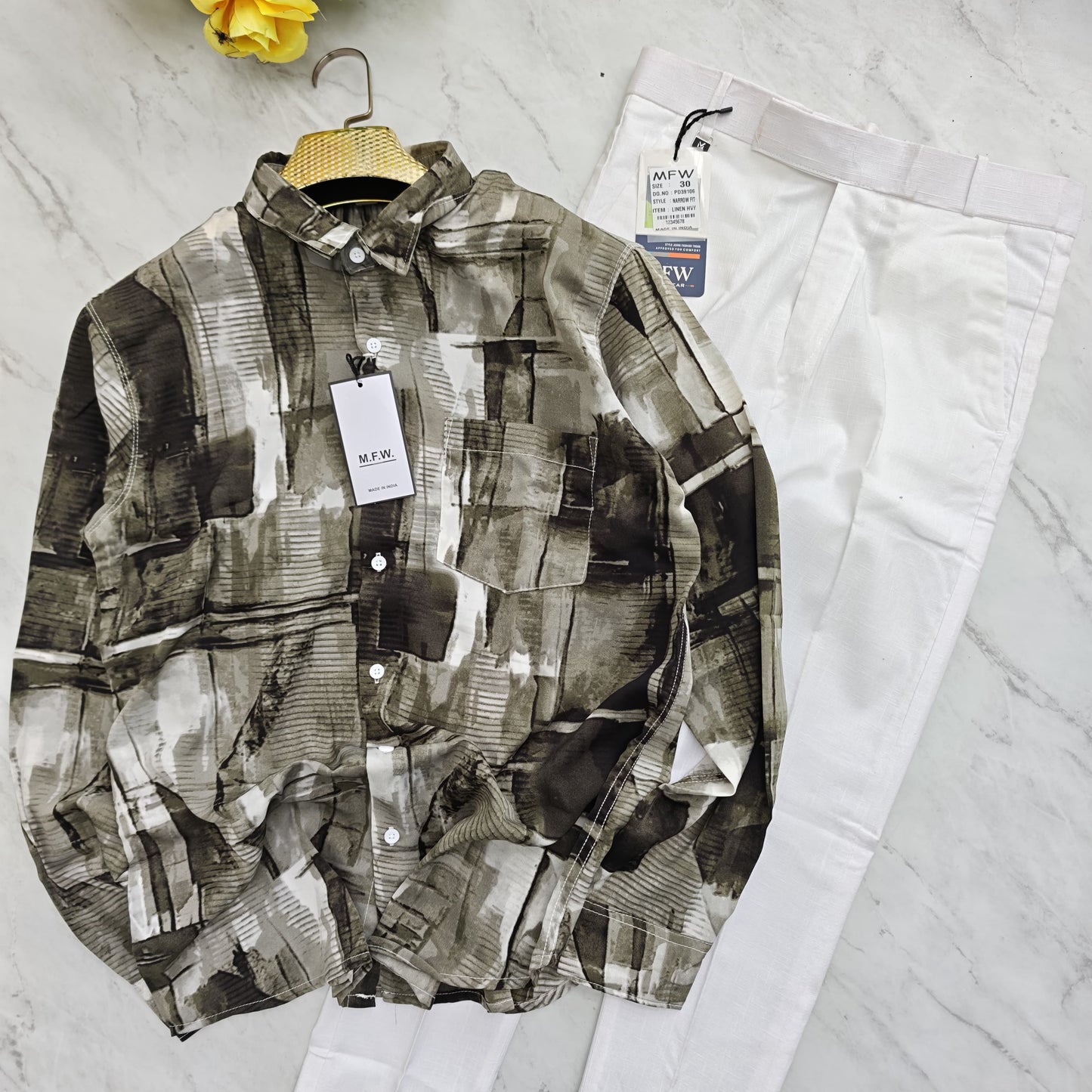 2 in 1 combo viscose printed shirts + lenin polo fit pants combo buy @600 rs only