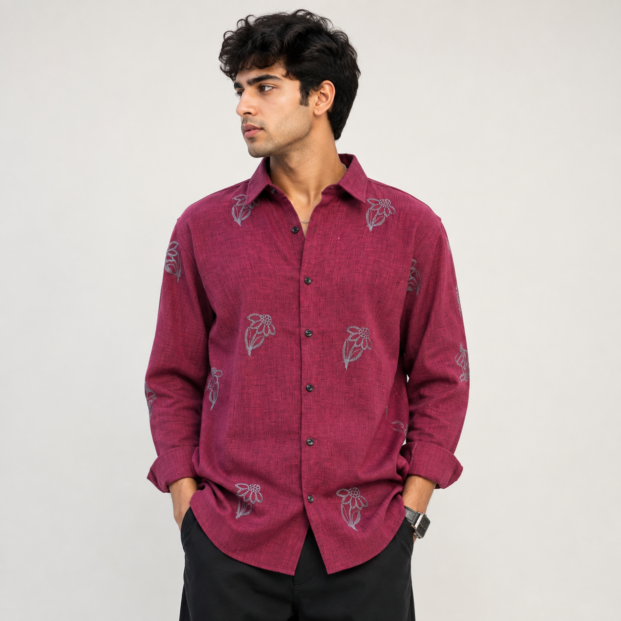 Mfw Lenin embroidery full sleeve shirts buy @300 rs only (D2)