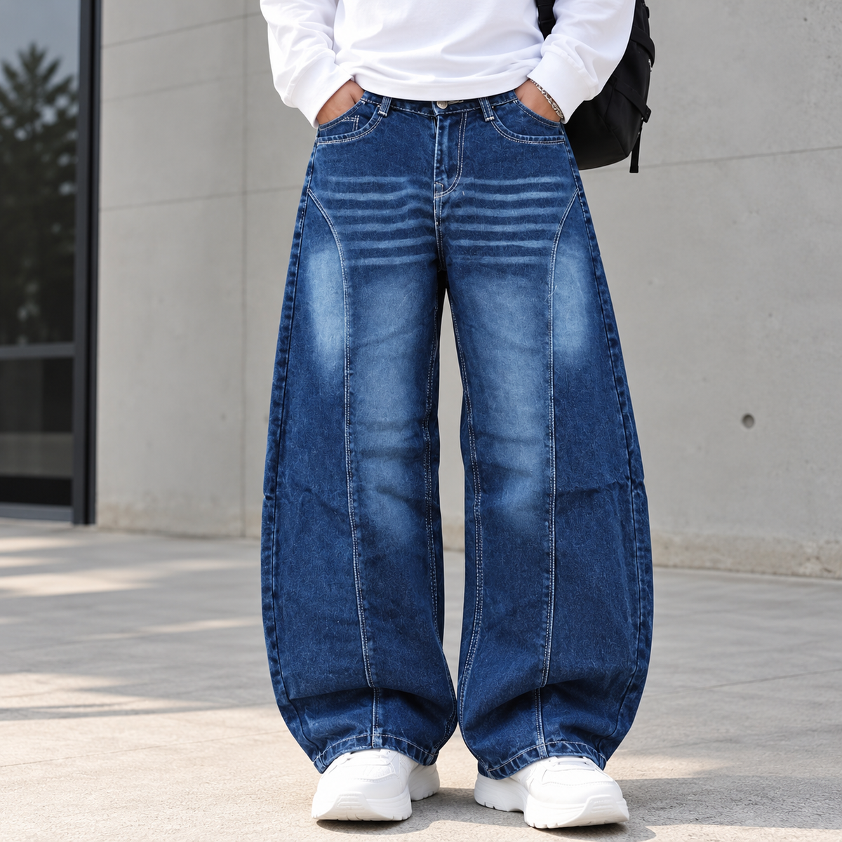 MFW whisker type barrel fit jeans pants buy @450 rs only[D.Blue]