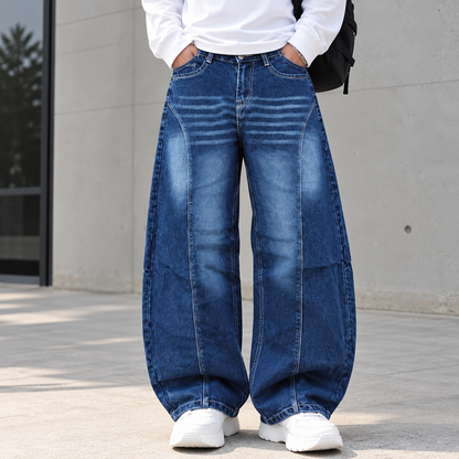 MFW whisker type barrel fit jeans pants buy @450 rs only[D.Blue]