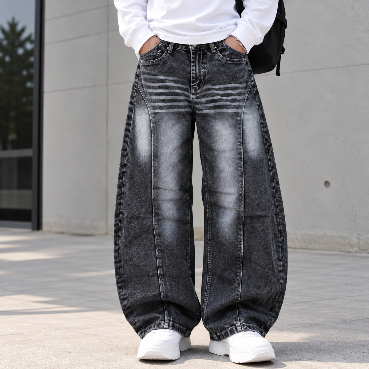 MFW whisker type barrel fit jeans pants buy @450 rs only [Light]