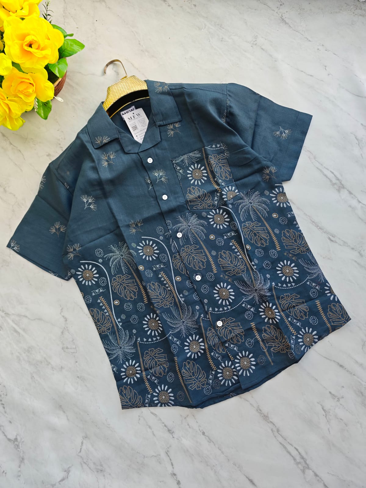 Cuban Collar Border print half sleeve shirts buy @250rs only