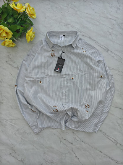 Men's Full sleeve Boxy fit type  Embroidery Shirts single pcs @350 and Buy 3 pc combo @999