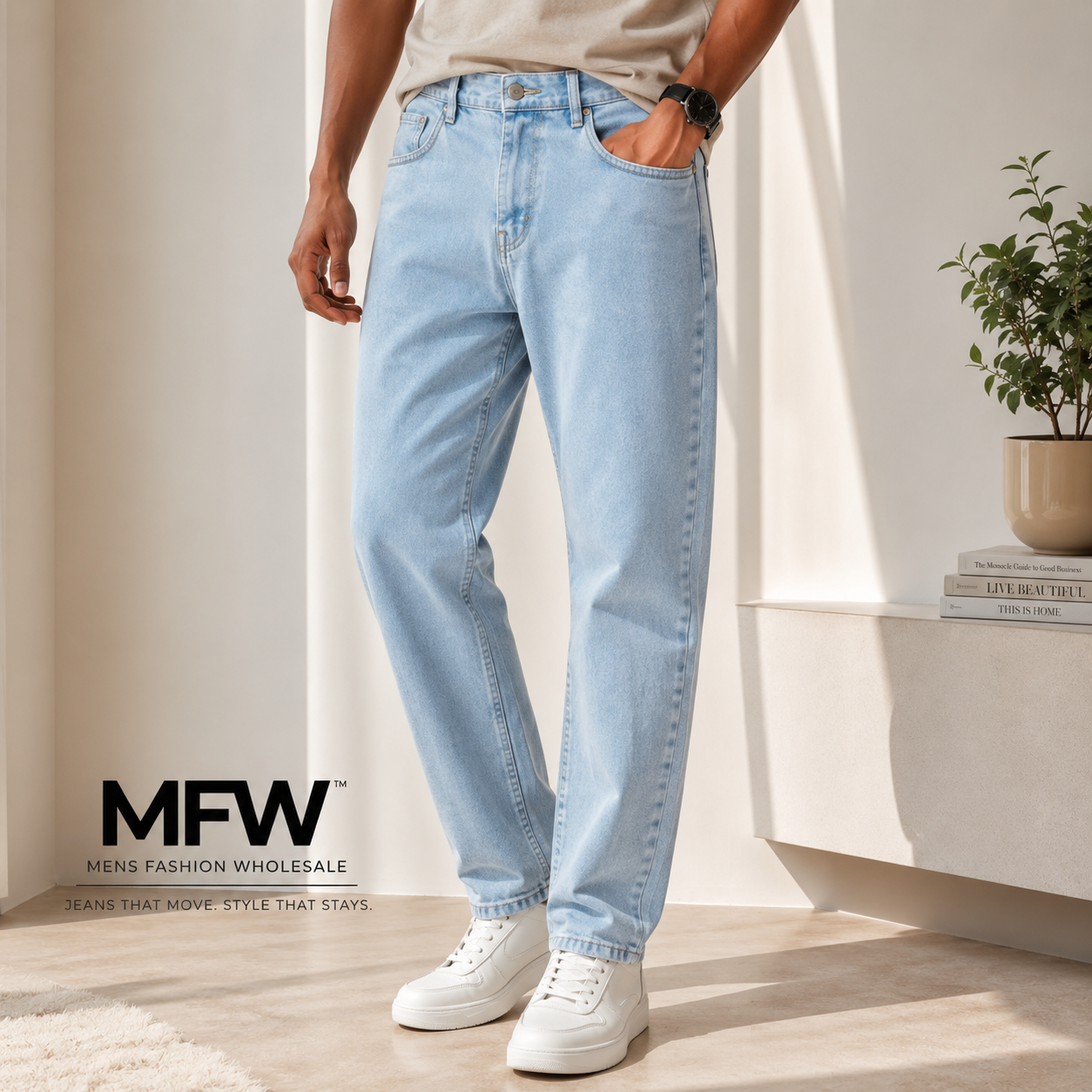 MFW plain mom fit jeans pant single pcs @350 and Buy 3 pc combo @999[Ice blue ]