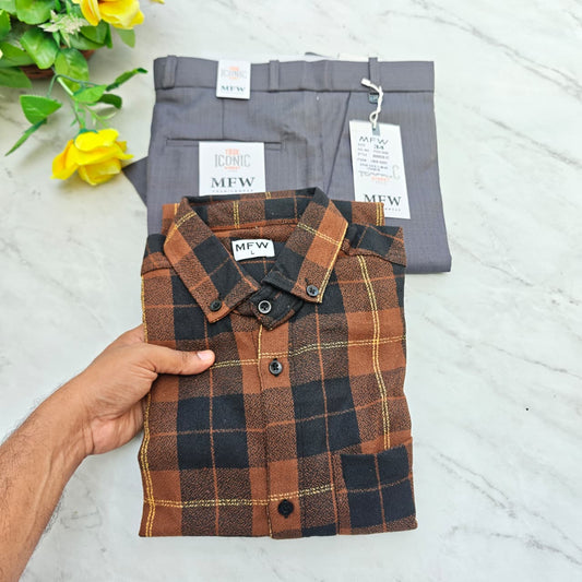 2 in 1 combo MFW flannel shirts + lenin polo fit pant combo buy @600 rs only