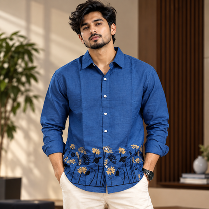 Men's Full sleeve Bottom Embroidery Shirts single pcs @350 and Buy 3 pc combo @999