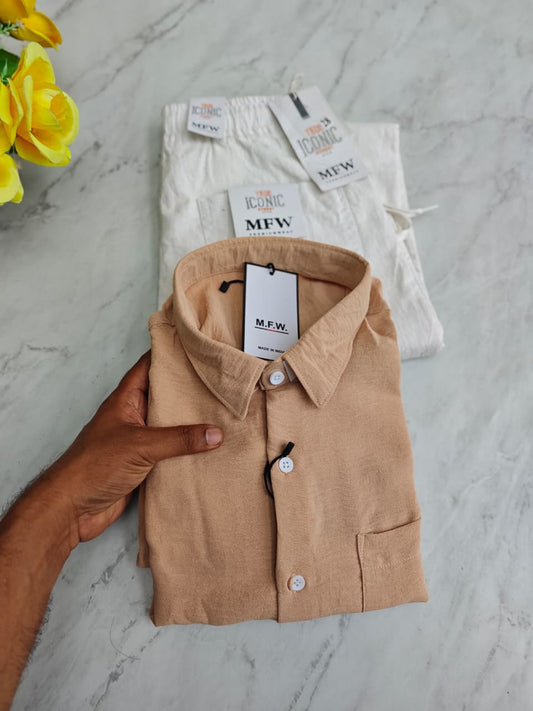 2 in 1 combo Korean plain Lenin shirts + lenin relax fit pants combo buy @600 rs only