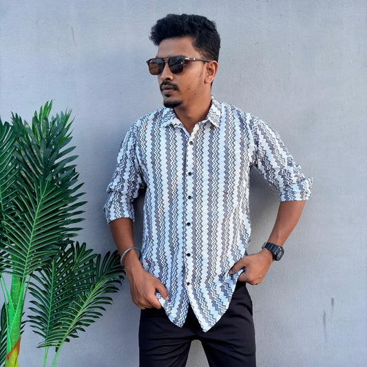 Men's Full Hand Zig zag Crochet striped shirt single pcs @299 and Buy 4 pcs combo @999