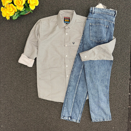 MFW Printed Shirts & Mom Fit Jeans random colours Combo – ₹449 Only("Pick your shirt color, pant’s a surprise!")
