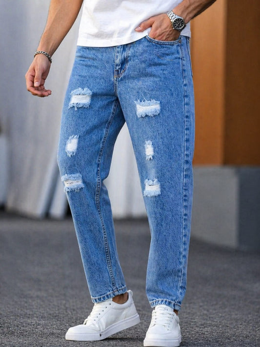 Mfw Torn mom fit jeans pant buy @450 rs only(Light blue)