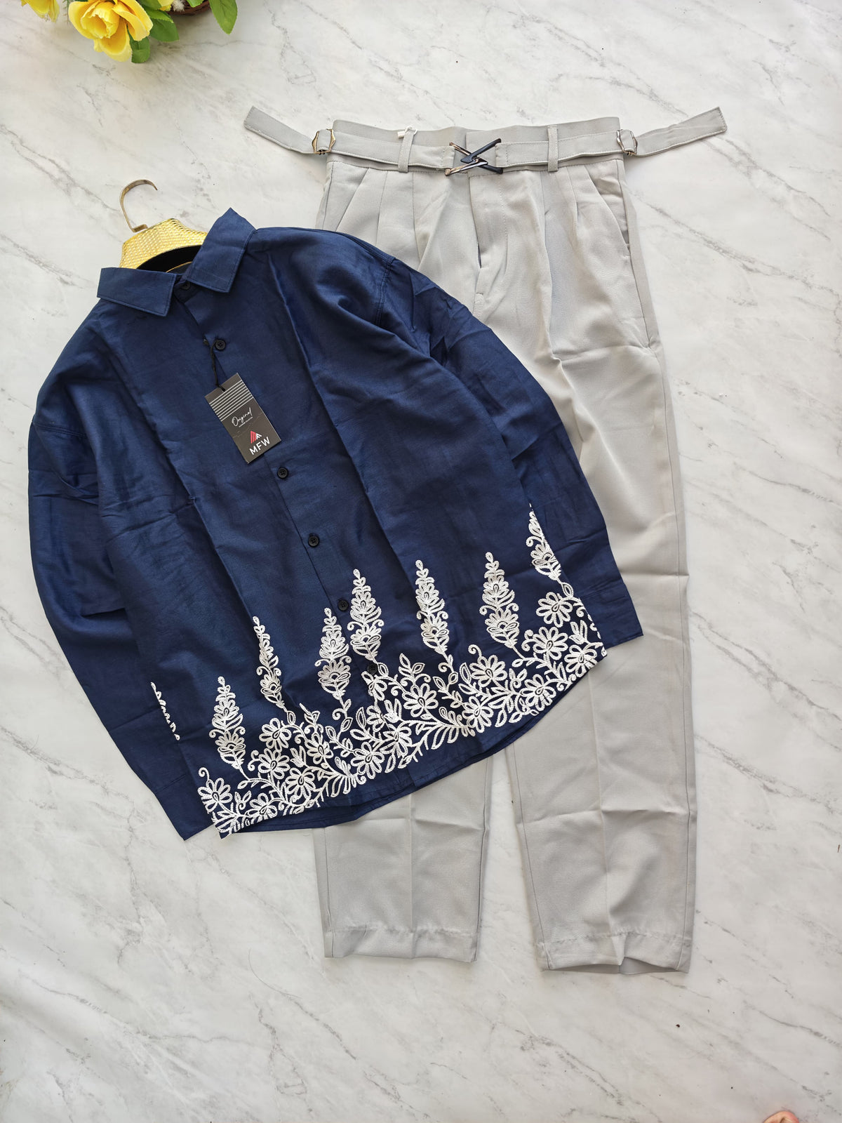 2 in 1 Combo MFW cotton bottoms embroidery shirts + Gurkha polo fit pants buy @700 rs only