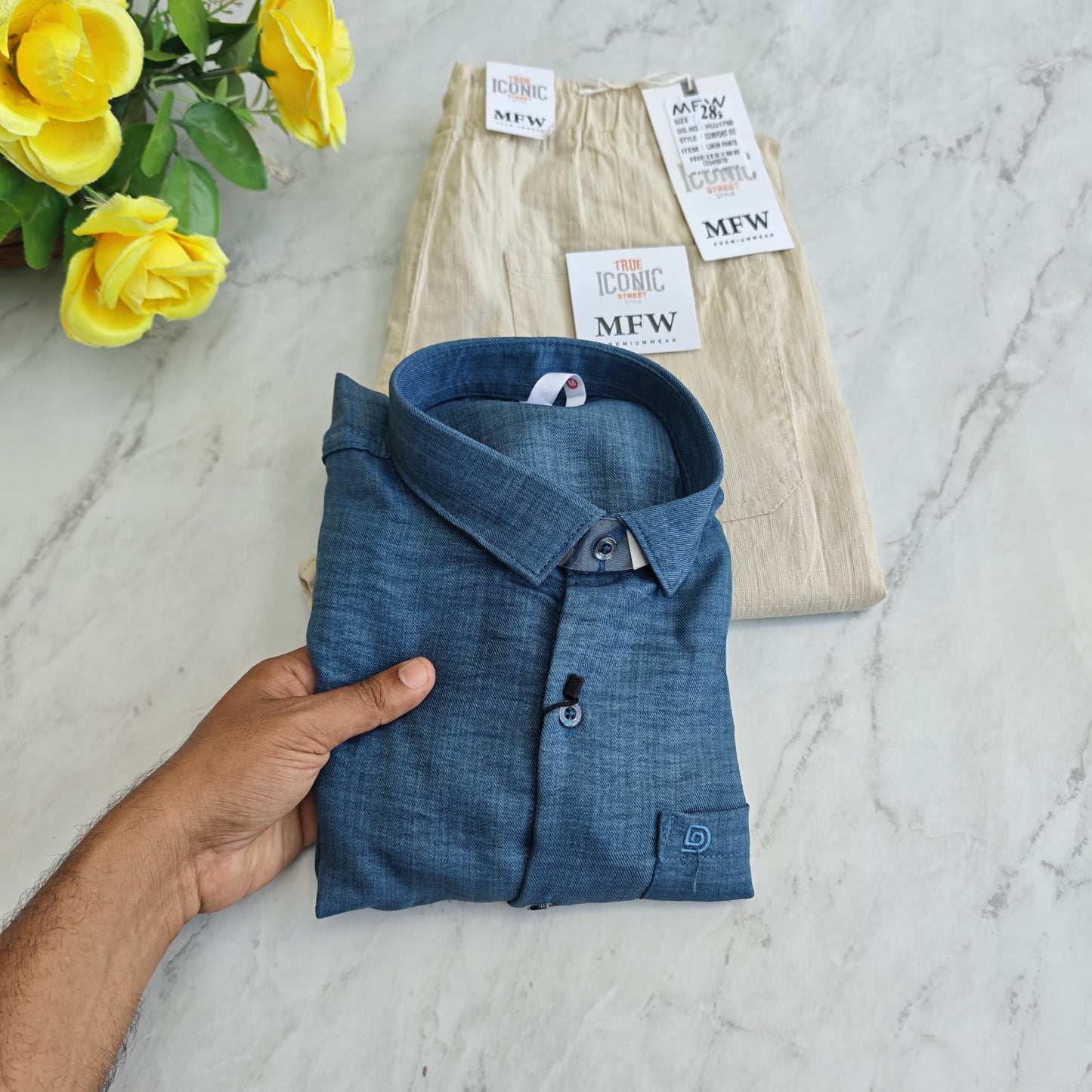 2 in 1 combo lenin shirts + lenin relax fit pants combo buy @600 rs only