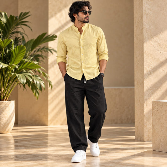 2 in 1 combo Chinese collar crush lenin shirts + lenin relax fit pant buy @600 rs only