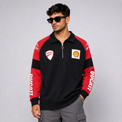 Men's korean Collar printed premium old money Zipper Full sleeve tshirts@249 (Fabric Reference – Please Read Description)