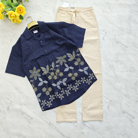 2 in 1 combo Cuban collar bottom print + relax fit pant combo buy @550 rs only