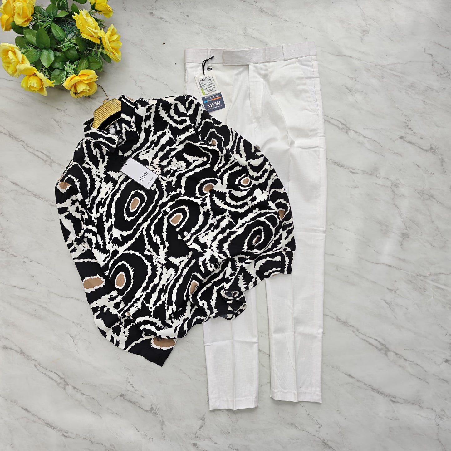 2 in 1 combo viscose printed shirts + lenin polo fit pants combo buy @600 rs only