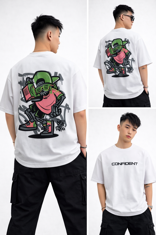 Round neck Front and back print droup shoulder Tshirt 1 pc @199 and 3 pcs @ 499