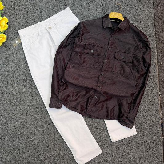 2 in 1 combo Double pocket shirts + mom fit jeans buy @600