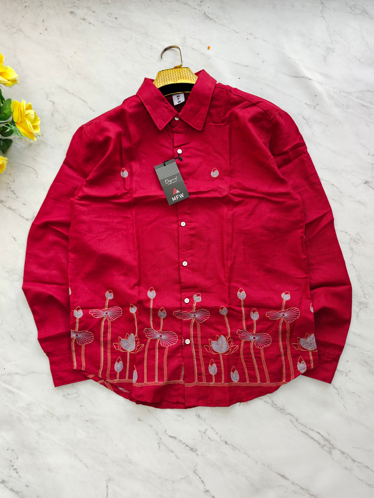 Men's Full sleeve Bottom Embroidery Shirts single pcs @350 and Buy 3 pc combo @999