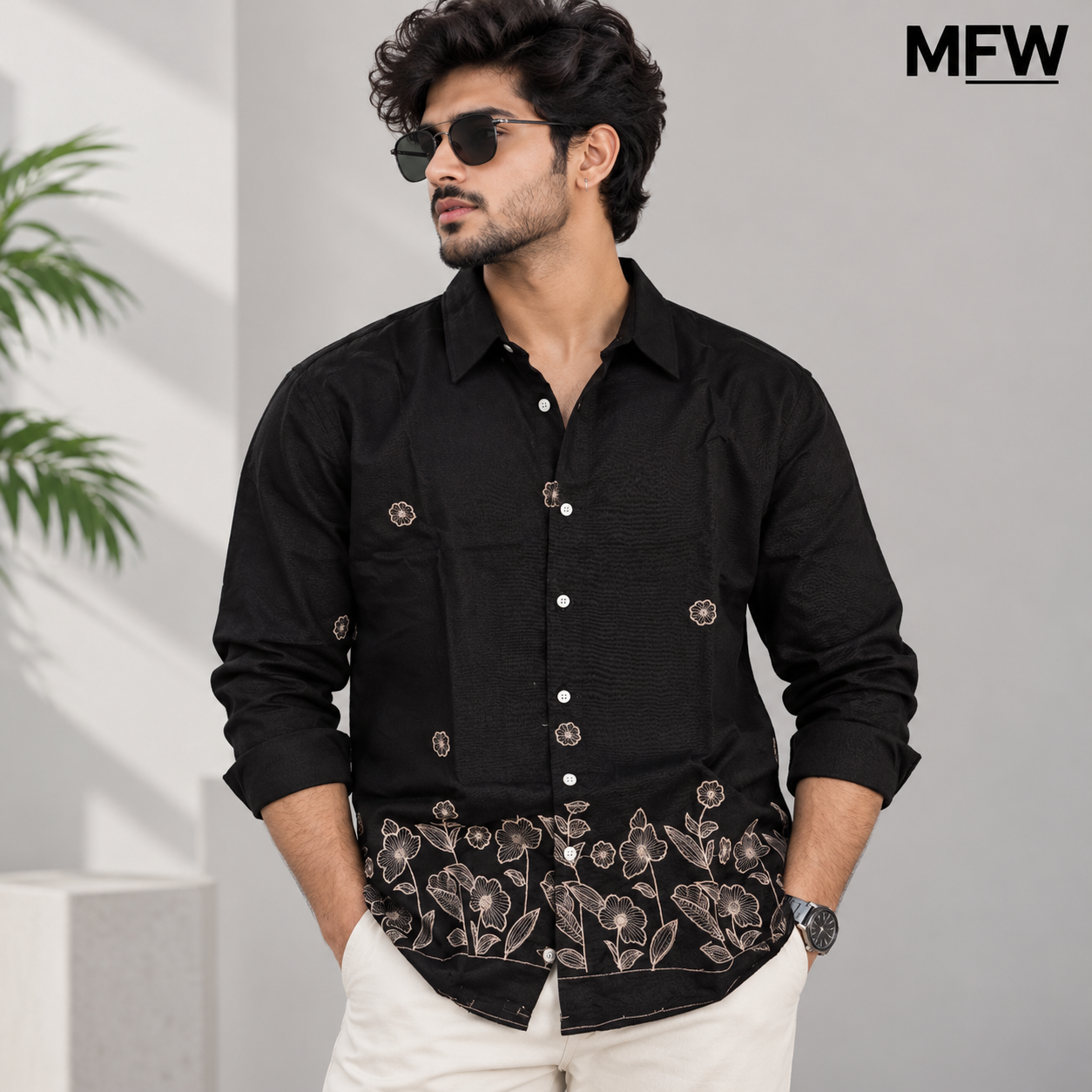 Men's Full sleeve Lenin Bottom Embroidery Shirts single pcs @350 and Buy 3 pc combo @999