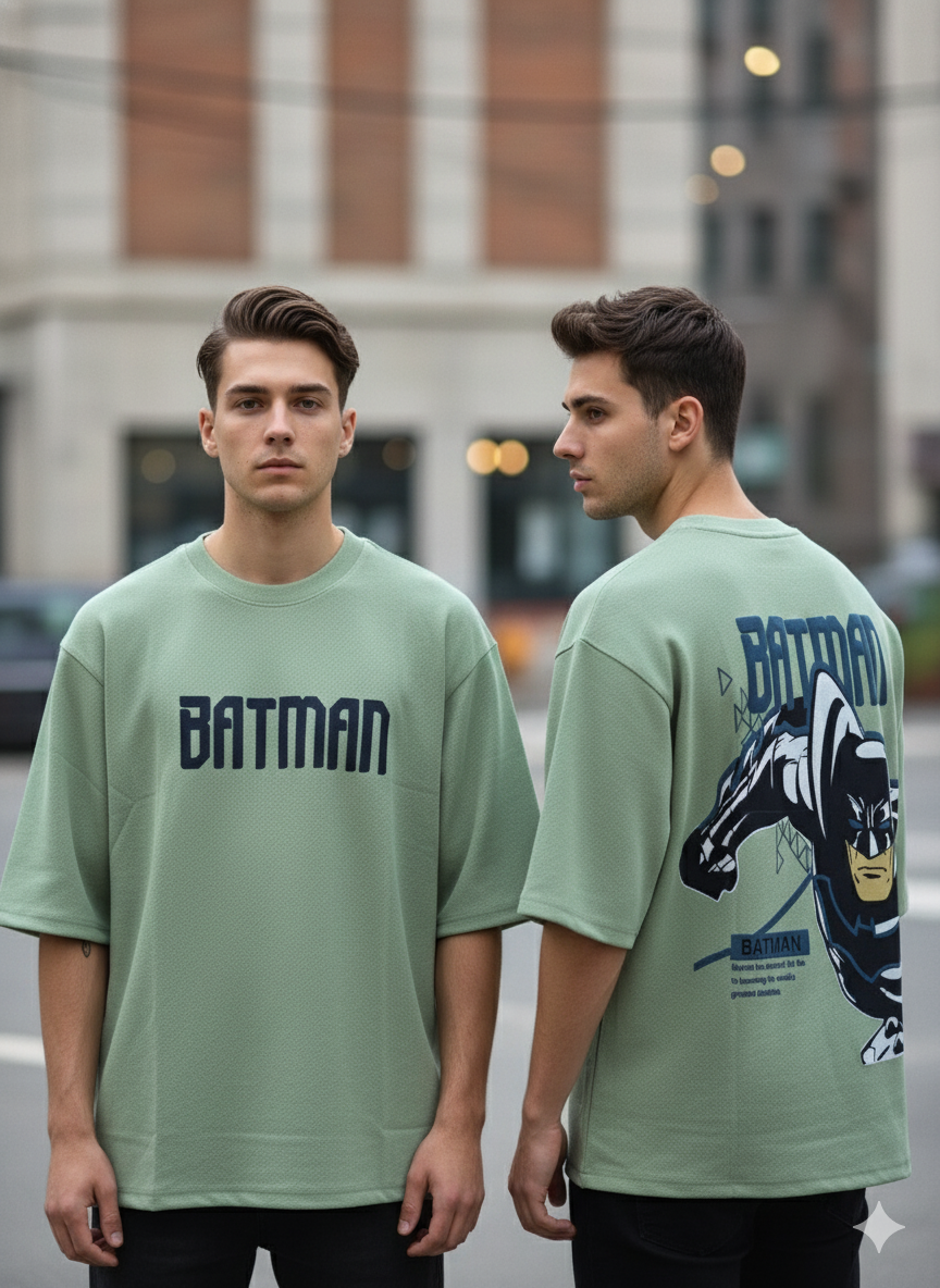 Batman design Round neck Front and back Printed droup shoulder Tshirt 1 pc @199 and 3 pcs @ 499